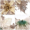 TOYANDONA 12Pcs Christmas Glitter Poinsettia Flowers, Christmas Tree Flower Decorations Artificial Flowers with Stems and Clips for Wedding Party Wreath (Champagne)