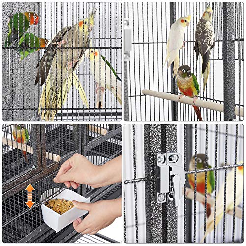 Yaheetech 41.5" Stackable Divided Breeder Breeding Parakeet Bird Cage for Canaries Cockatiels Lovebirds Finches Budgies Small Parrots with Rolling Stand, Black