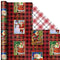 Hallmark Reversible Christmas Wrapping Paper (3 Rolls: 120 sq. ft. TTL) Vintage Santa, Snowmen, Traditional Green, Red and White Plaids
