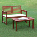 Furinno Tioman Hardwood Outdoor Bench in Teak Oil with White Cushion