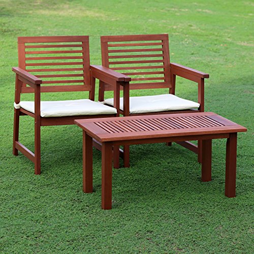 FURINNO Tioman Teak Hardwood Outdoor Armchair with Cushion (Set of 2)