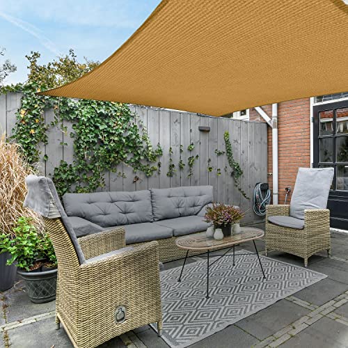 AsterOutdoor Sun Shade Sail Rectangle 8' x 12' UV Block Canopy for Patio Backyard Lawn Garden Outdoor Activities, Sand