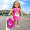 ZQDOLL American 18 Inch Girl Doll Clothes and Accessories Travel Luggage Play Set for 18 Inch Doll, Including 18 Inch Doll Clothes Travel Suitcase Travel Pillow and Eye Mask