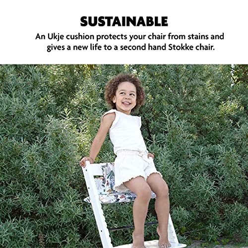 Ukje Cushion Compatible with Stokke Tripp Trapp High Chair (Old and New Model) 2 Pieces, Coated Plastified Cushion, Stokke Tripp Trapp Cushion Easy to Clean, White Monkey