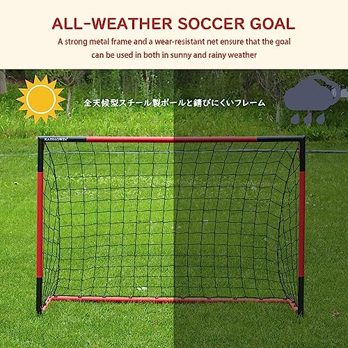 Soccer Goal-KAIHAOWIN Steel Frame Soccer Net with All Weather Net for Kids/Adult-Quick Assembly and Durable Sports Training Goals for Backyard Indoor Outdoor-Heavy Duty Matel Soccer Practice-6'x4'