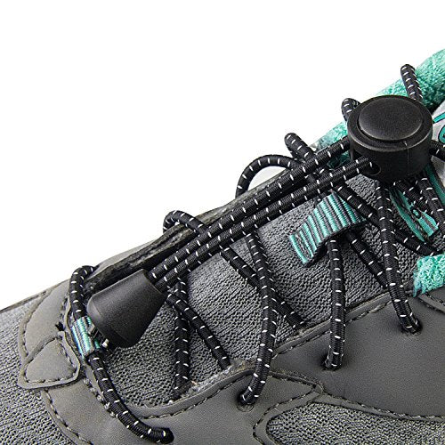 GWHOLE 5 Pairs Elastic No Tie Shoe Laces for Running and Triathlon - Black