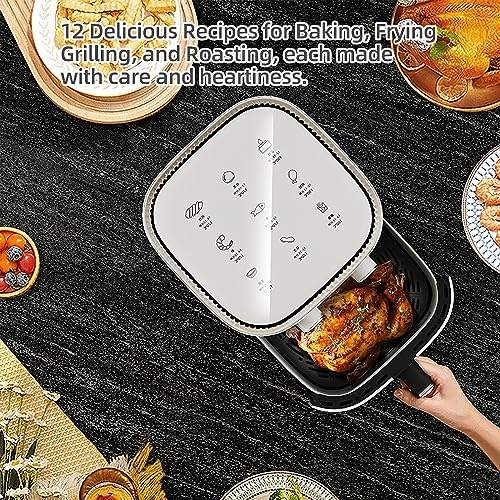Air Fryer 10L Oilless AirFryer 2400W Electric Healthy Oven Cooker Large Capacity with Visible Cooking Window, Knob & Touch Control, Customerizable Cooking, Non-Stick Basket, Included Recipe