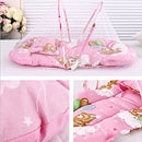 ZZM Infant Baby Mosquito Net Crib Foldable Zipper Sleeping Cushion Collapsible Travel Cot with Pillow 95 * 47 * 40 cm (Pink)