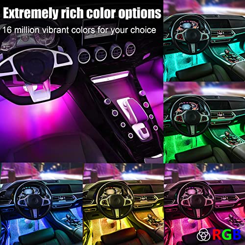 LivTee Smart RGB LED Interior Lights, 2 Lines Design with USB Port, App Control, Music Mode and DIY Mode, Car Accessories Gifts for Women Men