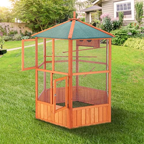 140x140x160cm Bird Cage Aviary Wooden Coop Animal Enclosure Parrot Budgie House XL Size