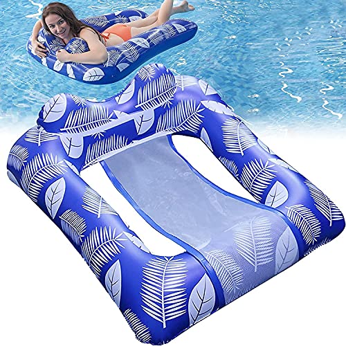 Inflatable Pool Float Surround Raft Swimming Water Hammock Chair with Mesh for Ocean Lake River & Foldable Tanning Lounger Beach Leisure Toys Sun Shelf Recliner for Adult Teens Cool Vacation