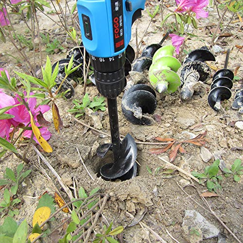 Auger Drill Bit Garden Plant Flower Bulb Auger 3" x 10"/ 3" x 12" Rapid Planter Earth Auger Bit Post or Umbrella Hole Digger for 3/8" Hex Drive Drill (Black 3x12 in/8x30cm)