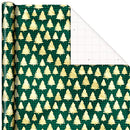 Hallmark Foil Christmas Wrapping Paper with Cut Lines on Reverse (3 Rolls: 60 sq. ft. TTL) Classic Santa Claus, Gold Merry Christmas, Green Plaid with Gold Trees
