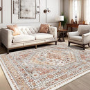 zesthome 8x10 Area Rugs for Living Room,Stain Resistant Non-Slip Backing Washable Rugs,Vintage Boho Persian Large Area Rug (Orange,8'x10')