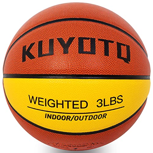 KUYOTQ 1.36KG/3LBS Size 7 Weighted Basketball 29.5" Composite Indoor Outdoor Heavy Trainer Basketball for Improving Ball Handling Dribbling Passing and Rebounding Skill (deflated)