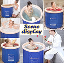 Portable Bathtub Foldable,Soaking Bath Tub with Freestanding Shower Stall,Eco-Friendly Adult Bathroom Foldable Tub for Small Space Hot Bath Ice Bath Spa Tub (29.5'' x 29.5'',Dark Blue)