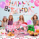 Makeup Birthday Party Supplies,165pcs Spa Party Decorations&Tableware Set-Spa Party Plates Napkins Cups Tablecloth Balloons Banner Photo Booth Props etc Spa Birthday Supplies for Girls Kids Adults