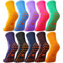 10 Pairs Grip Socks Non Slip Yoga Pilates Hospital Slipper Socks Cushioned Sole Socks for Men Women Pilates Barre, Classic Colors, Medium