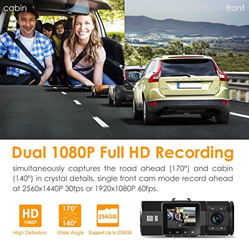 Vantrue N2 Pro Dual Dash Cam, 1440P Single Front Dash Camera, 1080P Front and Inside Car Camera with Sony Infrared Night Vision, 24 Hours Parking Mode, Motion Detection, G-Sensor Support 256GB Max