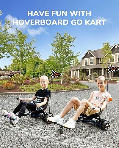 Gyroshoes Hoverboard Seat Attachment, Hover Board Accessory Go Kart Compatible with 6.5" 8" 10" Hoverboard, Hoverboard Go Kart for Kids and Adults with Adjustable Frame Length