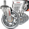 Professional Office Chair Wheels Set of 5 - Protect All Your Floors - 3'' Heavy Duty Replacement Rubber Chair Casters - Best Protection for Your Hardwood Floors - Silver