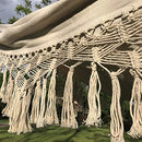 Macrame Cotton Camping Boho Hammock Woven Hanging Rope Chair Porch Swing with Crochet Fringe for Balcony Backyard Patio Garden Pool Outdoor and Indoor Natural White