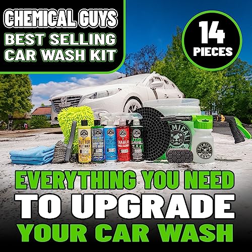 Chemical Guys HOL126 14-Piece Arsenal Builder Car Wash Kit with Foam Gun, Bucket and (5) 16 oz Car Care Cleaning Chemicals (Works w/Garden Hose)