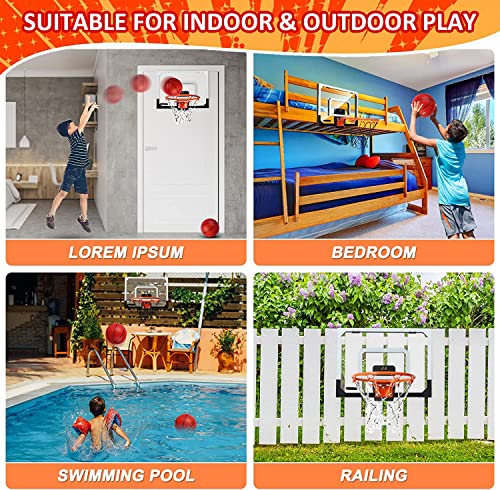 Basketball Hoop Indoor with Scoreboard, Cheer Sound Effect, 3 Balls, 2 Play Modes, Over The Door Mini Basketball Hoop for Kids Adults, Gift Package