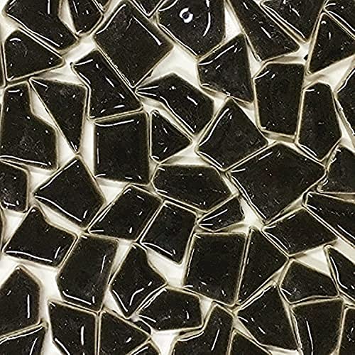 200g Ceramic Mosaic Tiles for Crafts,Irregular Stained Ceramic 0.2"x0.8" Porcelain Mosaic Tiles for Home Decoration (Black)