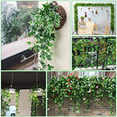 84 Ft 12 Pack Artificial Ivy Leaf, MerryNine Hanging Vines Fake Ivy Leaves Plants Fake Foliage Flowers Fake Greenery Decor for Home Kitchen Garden Office Wedding Wall Party Decoration(Ivy Leaf)