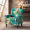 HULALA HOME Modern Wingback Accent Chair with Wood Legs & Removable Cushion, Comfy Upholstered Armchair with Nailhead Trim, Floral Pattern Single Sofa Chair for Living Room Bedroom, Blue
