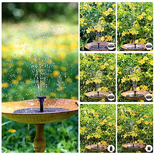 AISITIN 2.5W Solar Bird Bath Fountain Pump, Solar Fountain Pump for Bird Bath with 6 Nozzles, 6.7" Solar Powered Water Fountain Pump for Garden, Ponds, Pool, Fish Tank, Outdoor and Aquarium