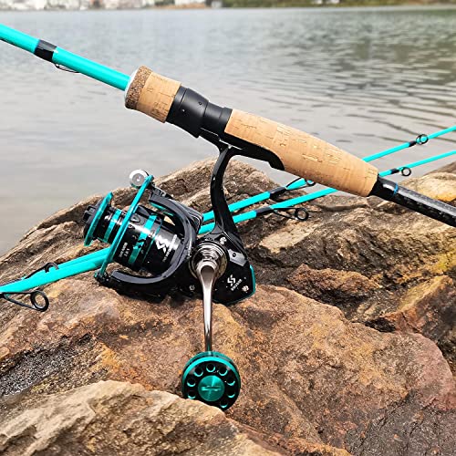 Sougayilang Fishing Rod and Reel Combo, Stainless Steel Guides Fishing Pole  with Spinning Reel Combo for Saltwater and Freshwater-Turquoise-5.9ft 