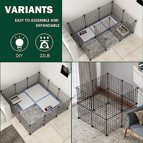 16 Panel Pet Playpen Foldable Small Animal Cage with Door Metal Pet Fence Indoor/Outdoor for Puppy, Rabbit, Kitten, Guinea Pig, Turtle, Hedgehog