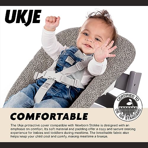 Ukje Cover Compatible with Stokke Tripp Trapp Newborn Set, 1 Piece, Perfect Fit Cover for Newborn Set Stokke, Luxurious Breathable and Soft Cotton, Leopard
