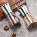 Ausale Premium Stainless Steel Salt and Pepper Grinder, Adjustable Ceramic Sea Salt Grinder & Pepper Grinder, Short Glass Salt and Pepper Shakers Manual Pepper Mill (Grey-2 Pack)