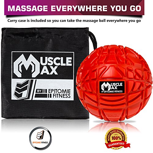 Muscle Max Massage Ball - Therapy Ball for Trigger Point Massage - Deep Tissue Massager for Myofascial Release - Mobility Ball for Exercise & Recovery (Fire Red)
