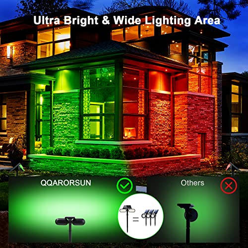 QQARORSUN Solar Spotlights Outdoor Waterproof, Dusk to Dawn Color Changing Solar Light Solid 7 Colors, Stake Solar Lights Keep On All Night (4-Pack)
