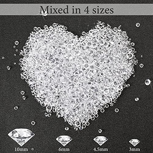 7000 Pieces Vase Filler Bling Bling Diamond The Acrylic Gem Table Scatter Crystals in Four Sizes Table Decorations for Vase Filler Christmas Wedding Birthday Party (White)