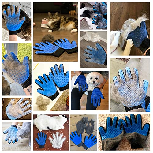 [Premium]K&K Pet Grooming Glove Gift Set. Easy, Mess Free Deshedding for Cat/Dog/Horse. One Pair Gentle BPA free Mitt+FREE Bath Brush for all Pet Hair Removal Needs-For a Clean Home & Happy Fur Babies