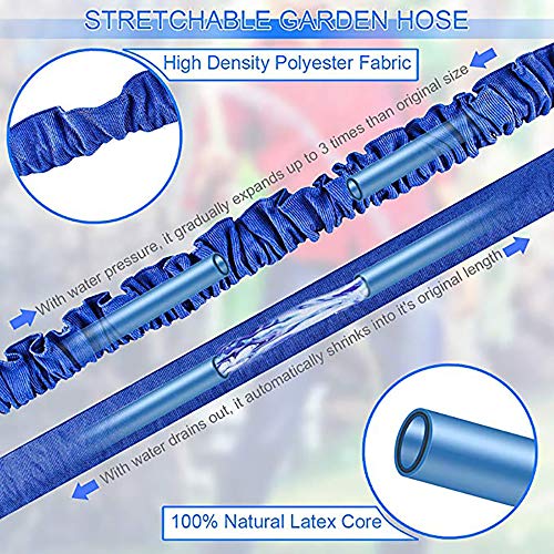 100FT Expandable Garden Hose Pipe,Flexible Expanding Magic Hose with 3/4", 1/2" Fittings,Garden Hose with 7 Function Spray Nozzle