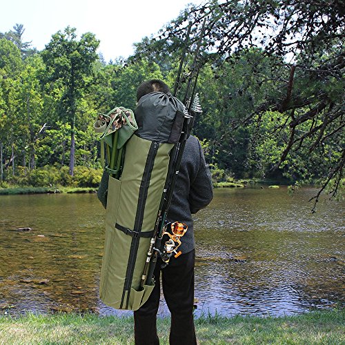Fishing Rod Bag Portable Canvas Fishing Rod Reel Organizer Bag