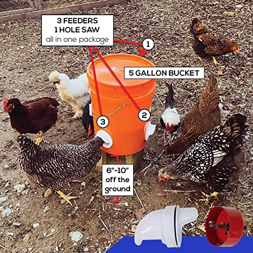 Chicken Feeder Poultry Pro Feeder DIY Port PVC Gravity Fed Chicken Feeder