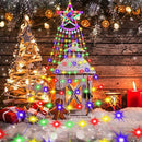 Christmas Lights Outdoor Decorations, 360LED Waterfall Christmas Tree Lights with IP44 Waterproof Plug in,8 Mode Twinkle Festoon Fairy Star String Lights for Indoor Yard Patio Party Wedding(Colourful)