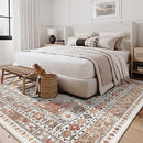 zesthome 8x10 Area Rugs for Living Room,Stain Resistant Non-Slip Backing Washable Rugs,Vintage Boho Persian Large Area Rug (Orange,8'x10')