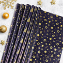 Bigqin 6PCS Navy Blue Gift Wrapping Paper Set Recycled 70 * 50cm Gift Decoration Paper for Kids Women Men Christmas Birthday Holiday Valentine's Day Mother's Day Present Box, with Rope and Tape