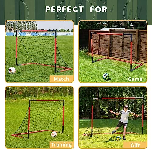 Soccer Goal-KAIHAOWIN Steel Frame Soccer Net with All Weather Net for Kids/Adult-Quick Assembly and Durable Sports Training Goals for Backyard Indoor Outdoor-Heavy Duty Matel Soccer Practice-6'x4'