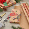 Hallmark Recyclable Christmas Wrapping Paper with Cut Lines on Reverse (3 Rolls: 90 sq. ft. ttl) Kraft Brown with Santas, Green Trees, Red Stripes, 0005JXW1050