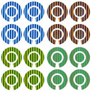 Acclaim Lawn Bowls Identification Stickers Markers Standard 5.5 cm Diameter 4 Full Sets Of 4 Self Adhesive Two Colour Striped Mixed Colours (C)