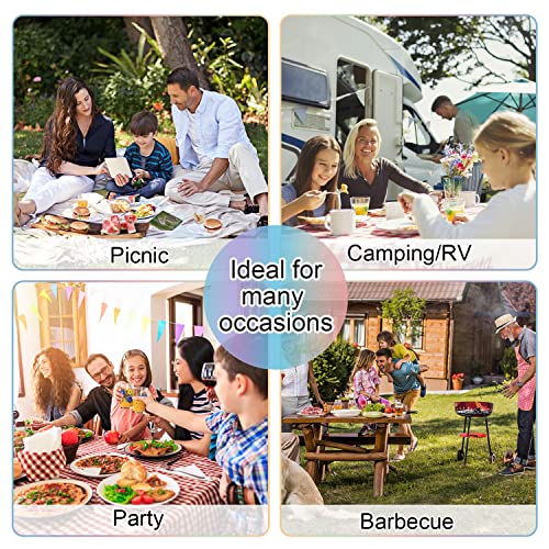 Zelova Wheat Straw Dinnerware Sets for 6- Unbreakable Plastic Dishes Set 42 PCS, Reusable Plates and Bowls Sets, Lightweight, Microwave & Dishwasher Safe - Perfect for Camping, Picnic, Campervan
